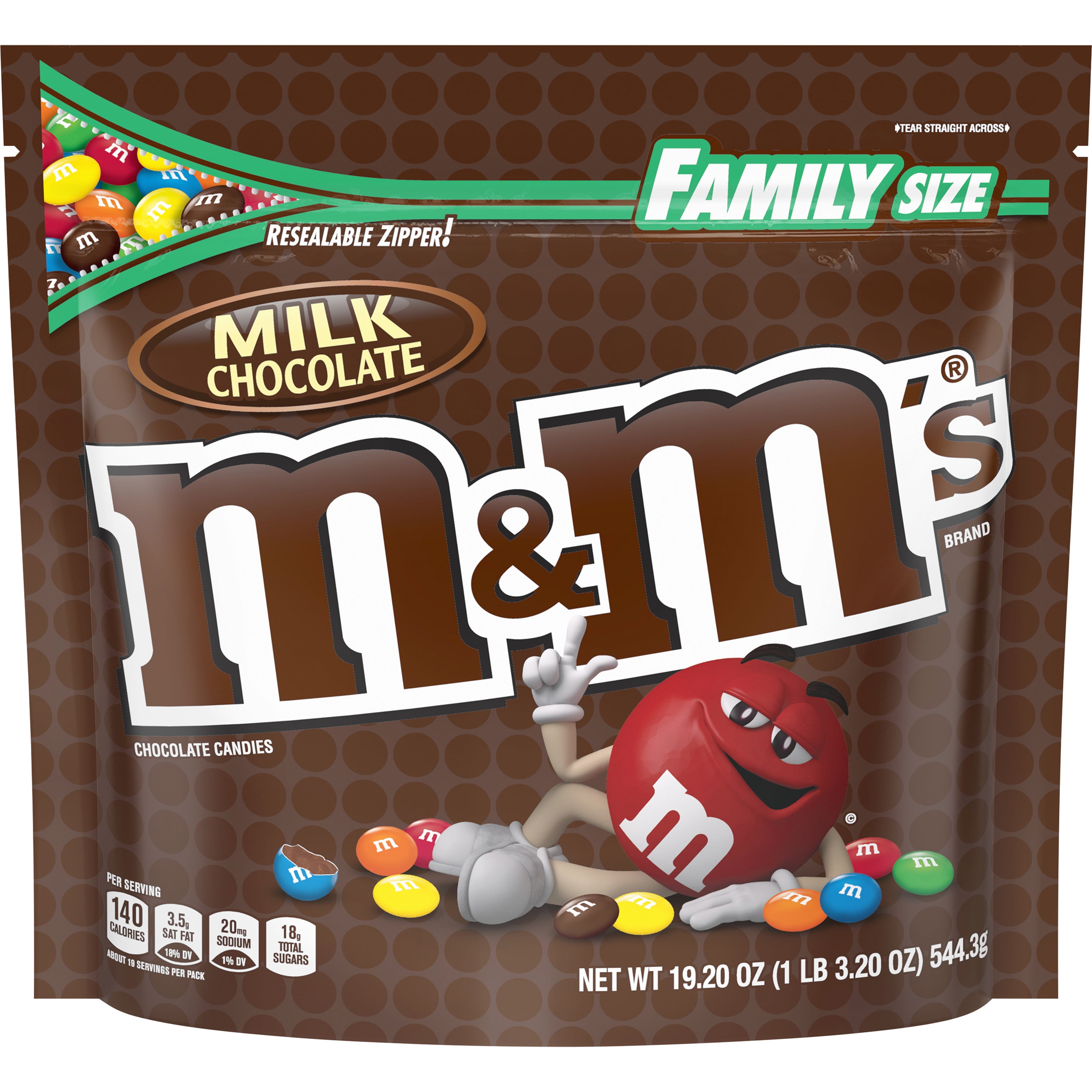 M&M'S Milk Chocolate Candy Family Size 19.2-Ounce Bag