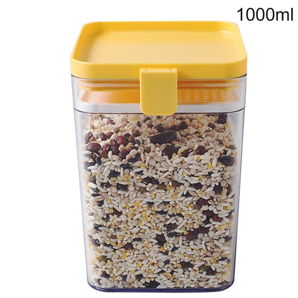 Inteprter Tanque de alimentos sellado de plástico transparente, caja de almacenamiento de mantenimiento fresco a prueba de humedad, recipiente Organizadores de utensilios de cocina Amarillo METRO