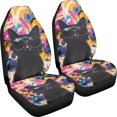 thumbnail image 3 of XYZCANDO Waterproof Car Front Seat Covers Van Sedan SUV, Breathable Anti-Scratch Auto Seat Covers 2 pcs Polyester Colorful Cat Pattern Design, 3 of 10