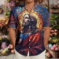 thumbnail image 5 of adaychics Christian Button Down Shirts for Men Jesus Lapel Short Sleeve Religious Beach Shirts Trendy Tops for Travel, 5 of 8