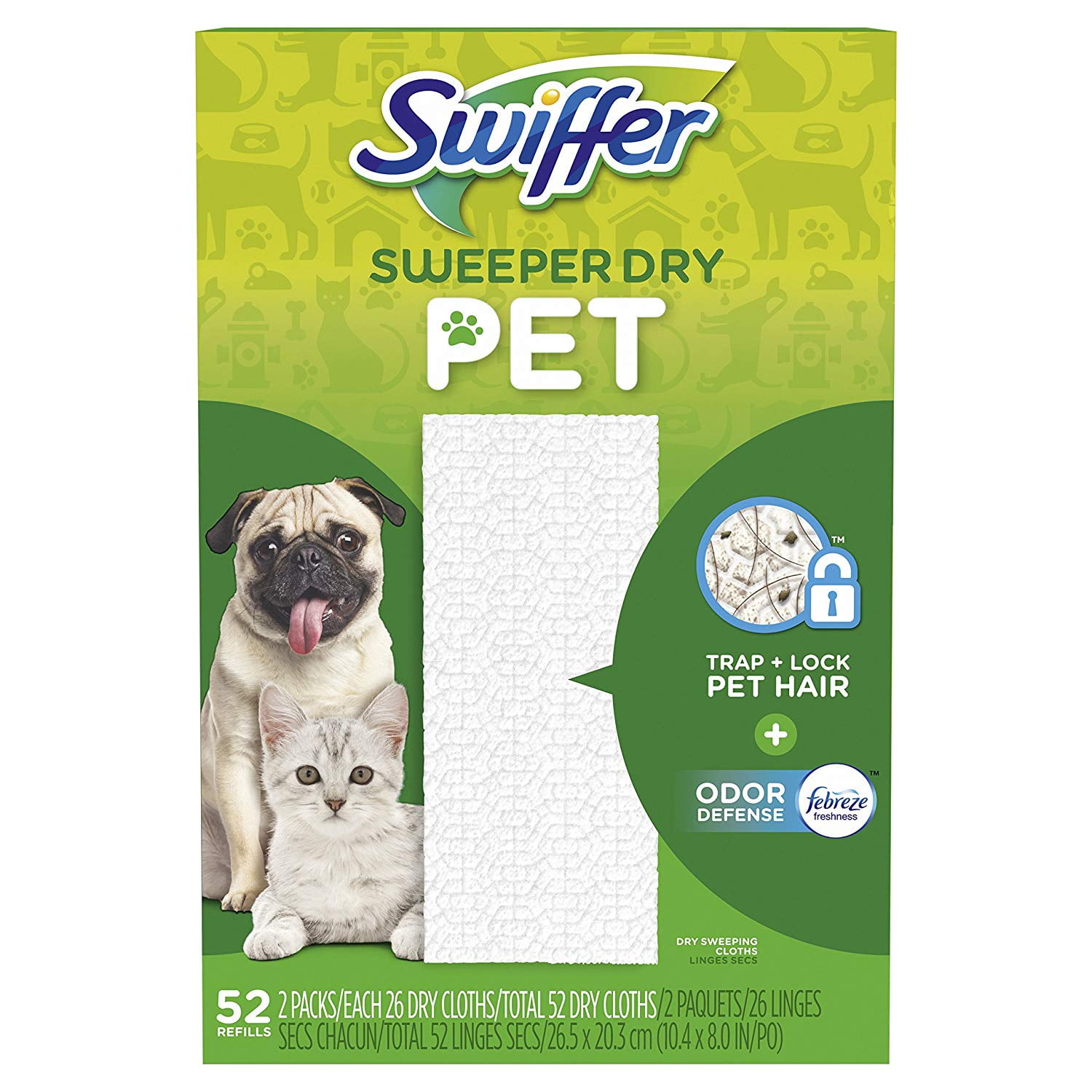 Swiffer Sweeper Dry Mop Pet Refills for Floor Cleaning, with Febreze