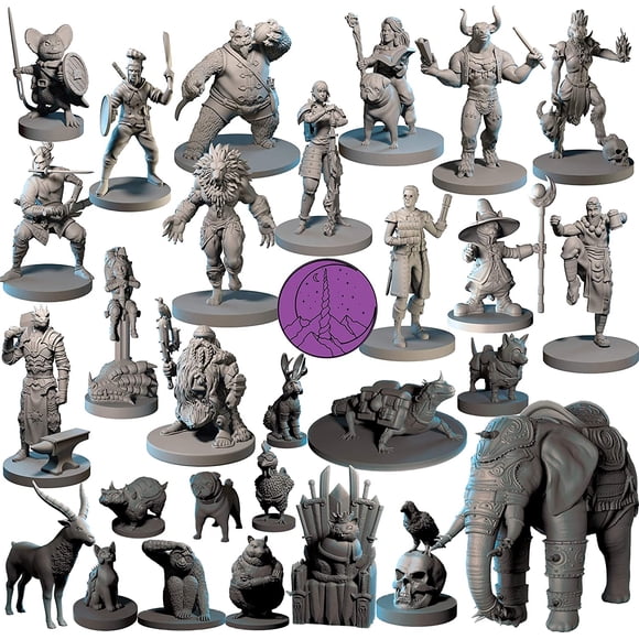 28 Hero yamp; Animal Minis para Miniaturas DND 28mm Bulk Dun Wildspire Wildspire