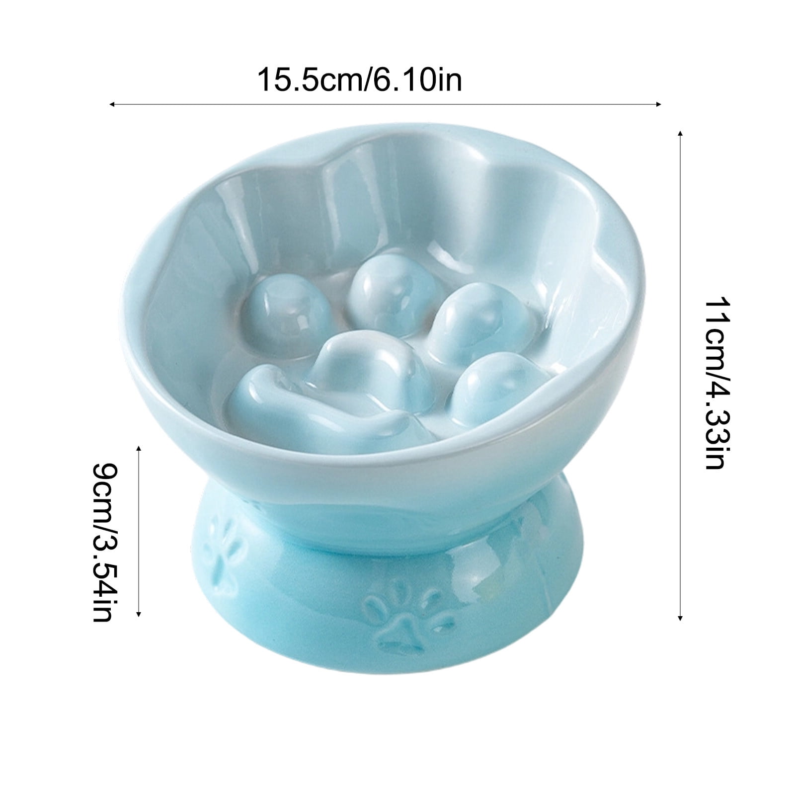 NWOKYZGH Ceramic Slow Feeder Bowl, Elevated Bowl Tilted Design Slow Feeder for and for Dry and Wet Food