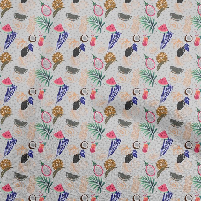 oneOone Velvet Gray Fabric Lemon With Leaf Craft Projects Decor Fabric Printed By The Yard 58 Inch Wide
