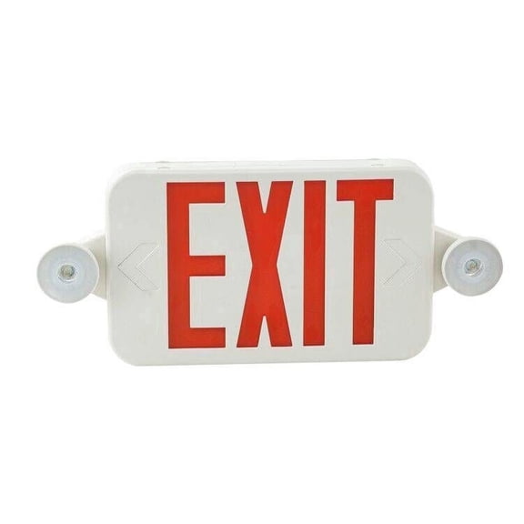 Spectsun 1 Pack Red & Green LED Exit Sign with Emergency Lights-Two LED Adjustable Head Emergency Exit Light,UL Listed-120-277VAC .