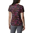 thumbnail image 4 of Womens Valentine Day Scrub Tops Love Heart Print Short Sleeve Cute Plus Size Scrub Tops Medical V Neck Quick Dry Uniform with Pockets Hot Pink M, 4 of 5