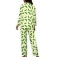 thumbnail image 2 of Renewold Novelty Cucumber Button Down Pajama Set Plus Size S 2 Pack Loose Fit Long Sleeve Shirt & Pants Stretchy Pullover Tops Sleep Wear for Women, 2 of 6