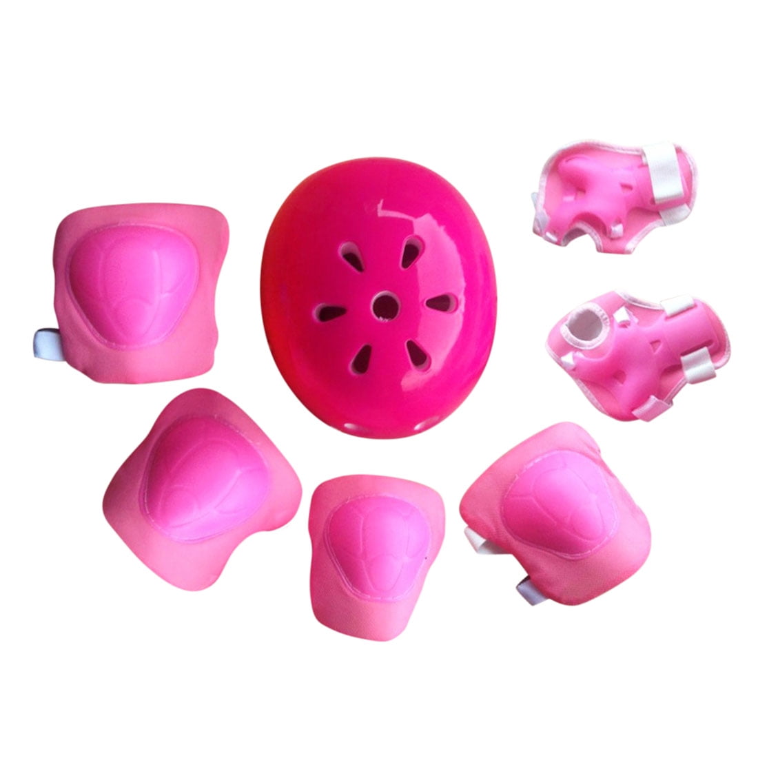 7pcs Size S Kids Protective Gear Set Mine Shaped Elbow Wrist Knee Pads and Plum Blossom Helmet Sport Safety Protective... by