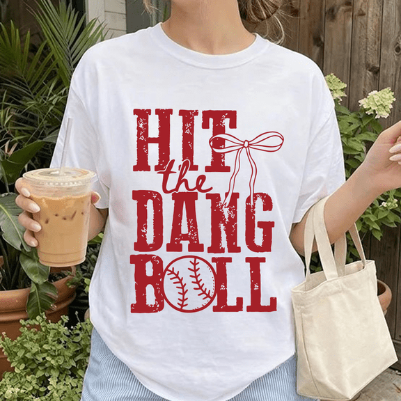 Hit The Dang Ball Baseball Mom Graphic T-Shirt