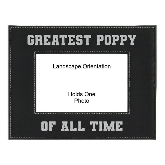 PrecisionNC Grandpa Gifts Greatest Poppy of All Time Engraved Leatherette Black Picture Frame Fathers Day 4x6 Landscape