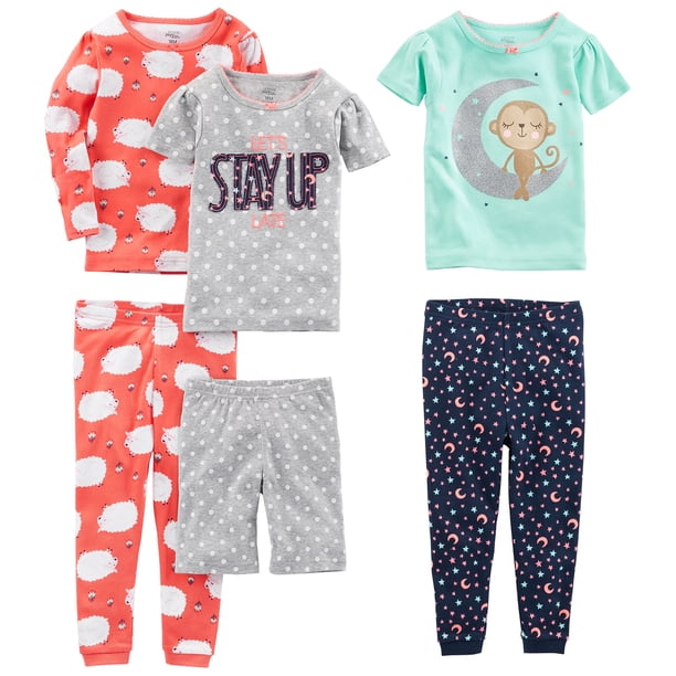 Conjunto de pijama Simple Joys by Carter's Baby Girls, 6 piezas, 12 m
