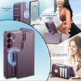 thumbnail image 4 of Detachable Wallet Case for Samsung Galaxy S25 with RFID Blocking Card Holder, Premium PU Leather Magnetic Stand Shockproof Removable Flip Protective Cover with Wristband, Purple, 4 of 14