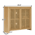thumbnail image 4 of Hassch Rattan Storage Cabinet with 2 Doors, 39.4" Coffee Bar Cabinet with Outlet Holes, Buffet Sideboard for Living Room, Dining Room, Entryway, Natural, 4 of 7