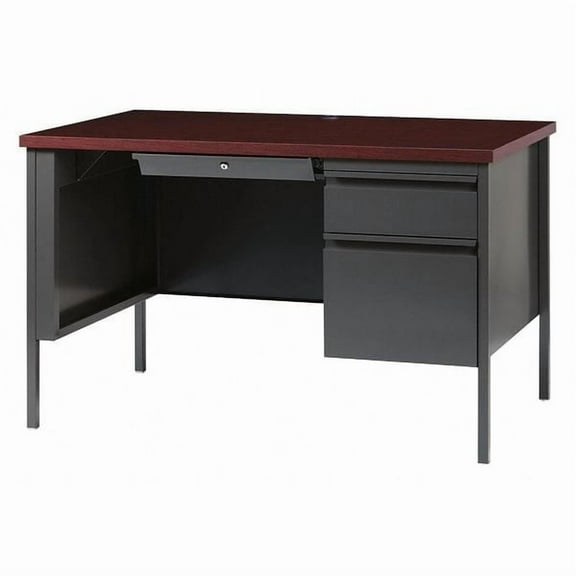 Hirsh Office Desk, Right Hand Pedestal, 48"W x 30"D, Char/Mahogany 20438
