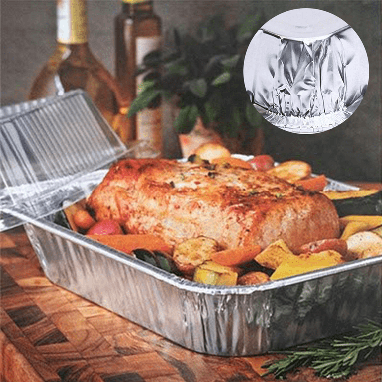 Aluminum Foil Grill Drip Pans -Bulk Pack of Durable Grill Trays Disposable  BBQ Grease Pans Compatible with Made Also Great for Baking, Roasting 