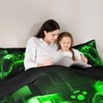 thumbnail image 5 of Gamer Comforter Set Twin,Gaming Bedding,Video Games Gamepad Bedding Comforter Sets Neon Glowing Square Geometric Grid Green Bedroom Decor Duvet Insert, 5 of 7