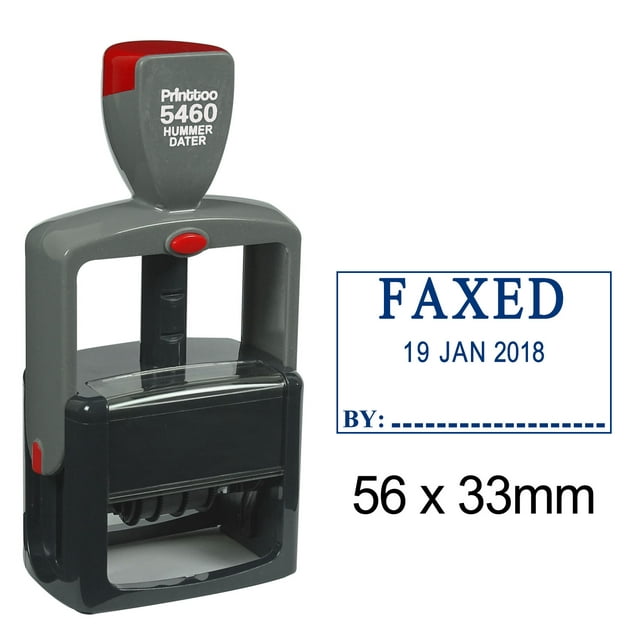 Printtoo Office Document Heavy Duty Stamp With Faxed By Text Self Inking Date Rubber Stamp-Blue