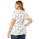 thumbnail image 5 of Women's Plus Size Top Floral Pintuck Half Placket Elastic Waist Flare Sleeve Peasant Shirt White 3X, 5 of 7