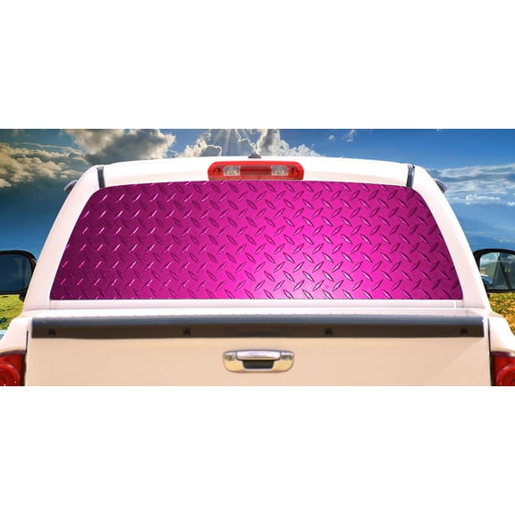 PINK DIAMOND PLATE Rear Window Graphic back truck decal suv car