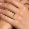 thumbnail image 4 of Gem Stone King 10K Yellow Gold White Moissanite and Green Peridot Wedding-Bands Ring for Women | 0.89 Cttw | Round 3.5MM | Gemstone Birthstone | Size 8, 4 of 7