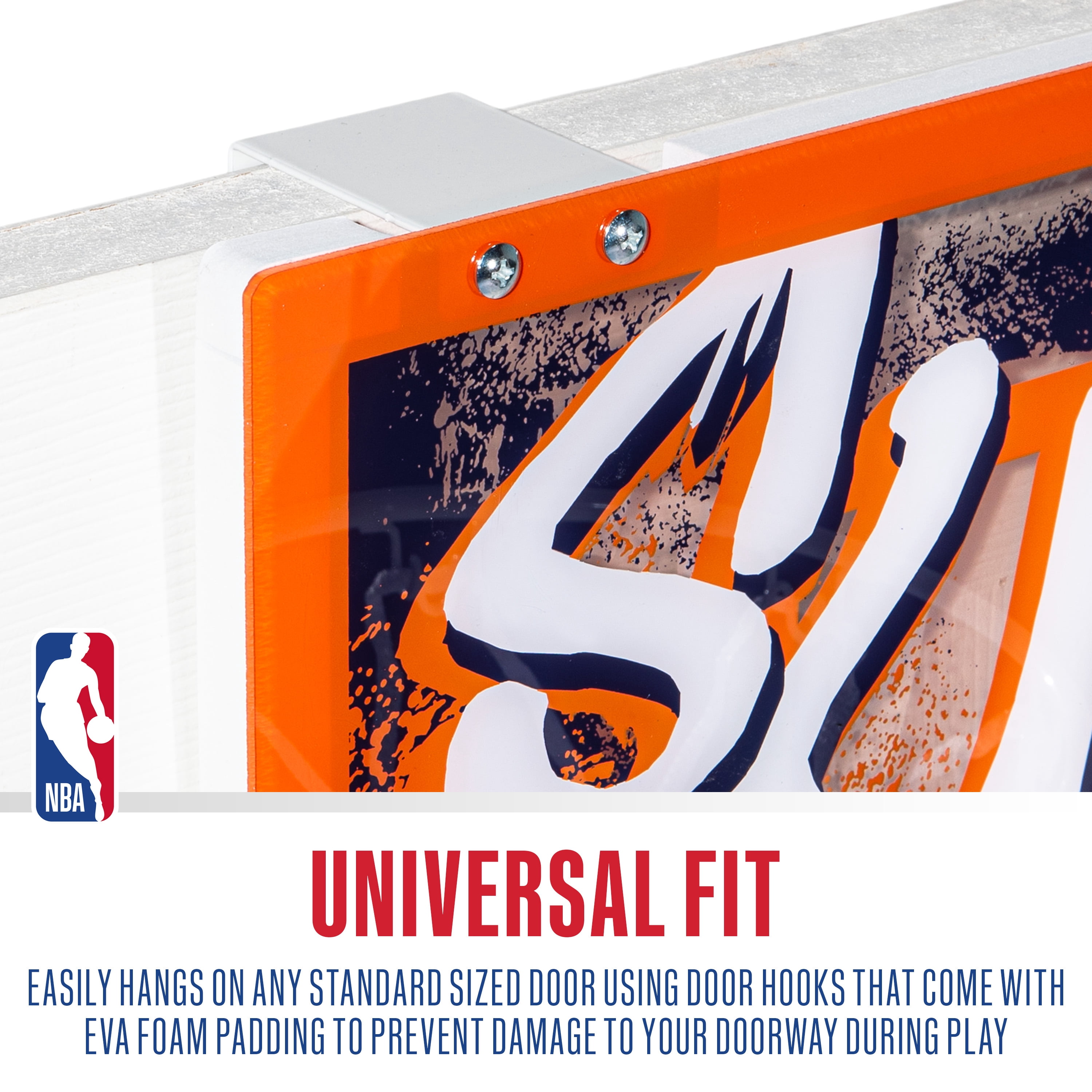 Franklin Sports NBA Phoenix Suns Over the Door Basketball Hoop - Kids Indoor Basketball Hoop with Mini Basketball - NBA Fan Shop Mini Hoop for Bedroom + Office - Over the Door Mini Hoop Set