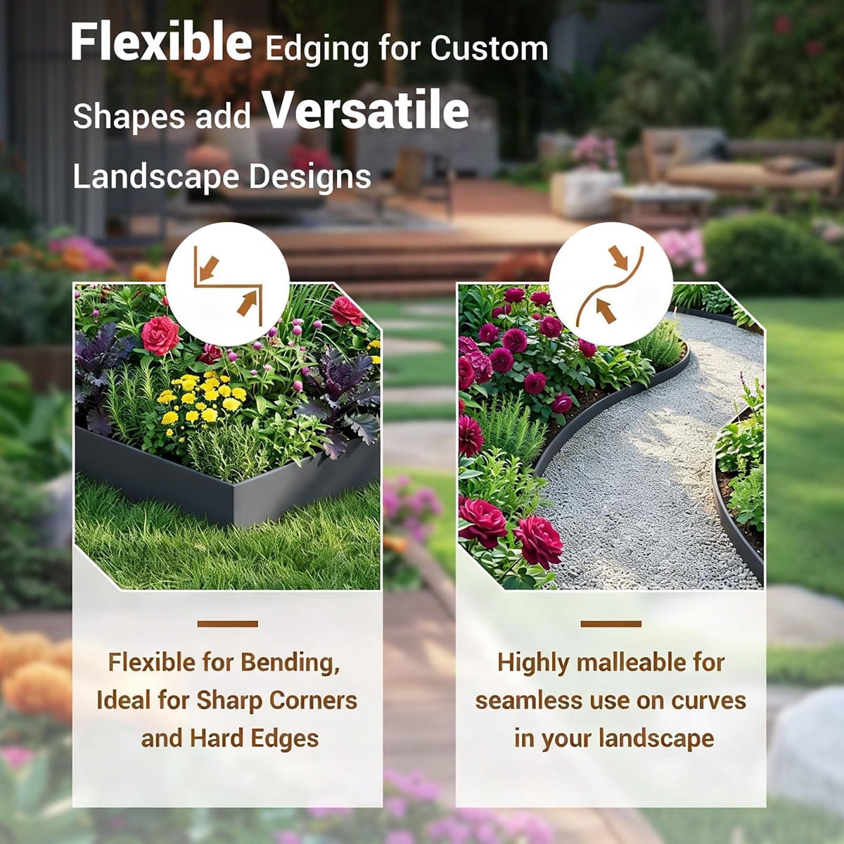 Danolapsi Galvanized Steel Landscape Edging, Metal Edging for Landscaping with Stakes, Bendable Garden Edging Border for Garden Lawn Flower Bed Yard Pathway Divider,5/8/10 pack