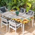 thumbnail image 2 of Sunflower Table Cloths for 3 Foot Rectangle Tables, Summer Botanical Elegant Floral Wooden Patio Waterproof Elastic Fitted Tablecloths, Washable Rectangular Table Cover for Camping, 2 of 8