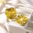 thumbnail image 4 of NICKSUN 18K Gold Plated Statement Earrings For Women Geometric Texture Vintage Flowers Earring Large Stud Earrings Hypoallergenic Stud, 4 of 9