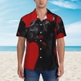 thumbnail image 4 of Daiia Black Dog Red Background Hawaiian Shirt for Men Gentle Cotton Regular Short Sleeve Casual-X-Large, 4 of 9