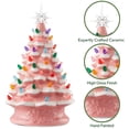 thumbnail image 6 of 15" Hand Painted Ceramic Christmas Tree, Pink Snow Flocked Pre-Lit Tree, 128 Multi-Color Lights, 2 Star Toppers, 6 of 8