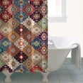 thumbnail image 4 of Orange Ethnic Rhombus Pattern Shower Curtain 36"x72" ,Bathroom Decorative Shower Curtains Set with 12 Hooks,Modern Waterproof Washable Shower Curtain, 4 of 6