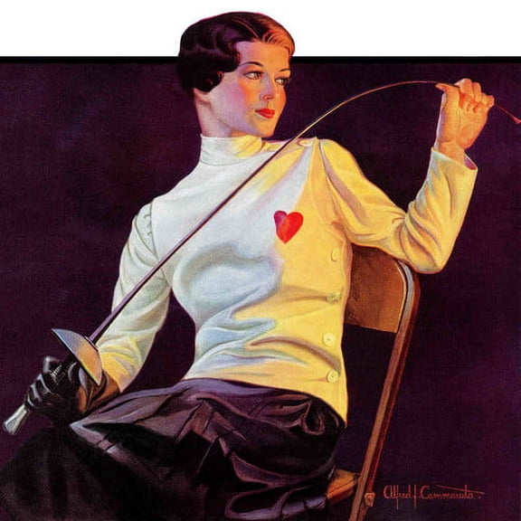 Marmont Hill Female Fencer by Alfred F. Cammarata Painting Print on Canvas