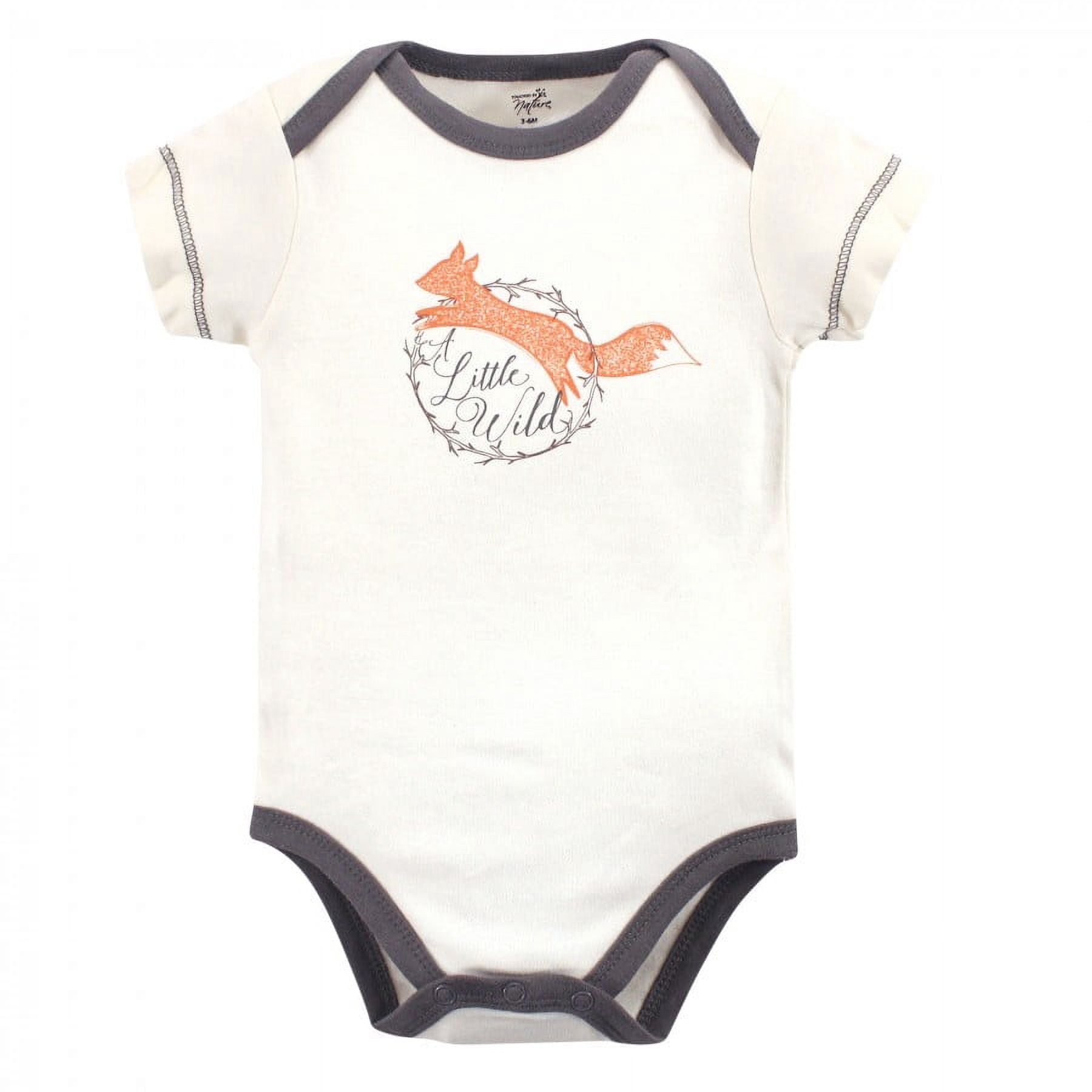 Touched by Nature Baby Boy Organic Cotton Bodysuits 5pk, Fox, 0-3 Months