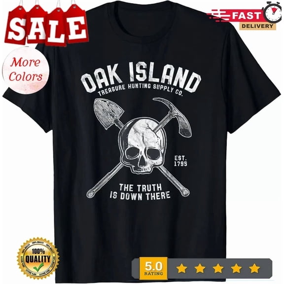 Hot Trending Tee With Oak Island Vintage Skull Templar Treasure Hunting Gift Unisex T-Shirt