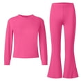 thumbnail image 6 of Splozh Girls Clothes Girls 2 Piece Set Fall Spring Outfits Lounge Sets Long Sleeve Top Wide Leg Pants Sweatsuit Clothing Set Hot Pink,9-10 Years, 6 of 6