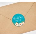 thumbnail image 2 of Darling Souvenir Round 45 Pcs Peony Floral Thank You Stickers Personalized Bride Groom Names And Date Envelope Seals-Turquoise Blue, 2 of 3