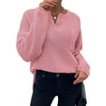 thumbnail image 1 of Innerwin Knitted Sweaters Long Sleeve Women Sweater Work V Neck Knitwear Pullover Pink S, 1 of 4