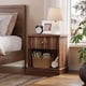 thumbnail image 1 of Yeshouse Mesita de noche acanalada, mesita de noche de madera natural con cajón, mesa auxiliar rústica y armario de almacenamiento para dormitorio o sala de estar, 1 of 7