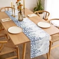thumbnail image 3 of Table Runner 60 Inches Long for Kitchen Dining, Spring Blue Eucalyptus Dresser Scarf Farmhouse, Dining Table Decorations for Wedding/Parties, Botanical Green Leaf Country 13 x 60 In, 3 of 8