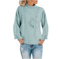 thumbnail image 2 of AOOCHASLIY Sweaters Fall Clothes Women Casual Soild Long Sleeve Thick Knit Pullover Turtleneck Sweater, 2 of 5