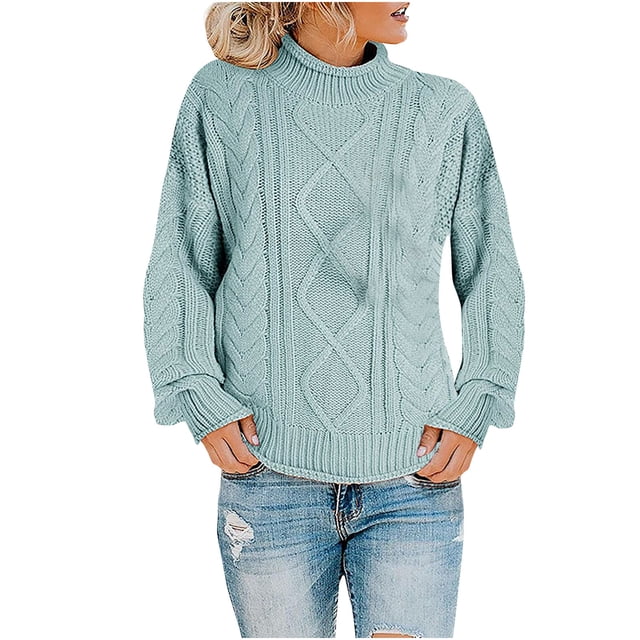 Chandail Col Roulé Épais Femme Décontracté Manches Longues Tricot Épais Chandail Col Roulé Manteau