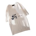 thumbnail image 3 of Camisa De Cuello Redondo Carta Vintage Impresa Dibujos Animados Unisex Camisa De Manga Corta Suelta Y Ajustada Para Pareja Blanco L, 3 of 8