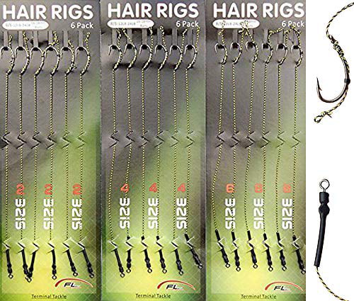18pcs Carp Fishing Hair Rigs Carbon Steel Curved Barb Carp Hooks Barbed Thread 