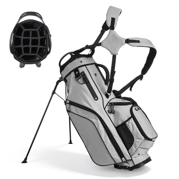 KFFKFF Golf Cart Bag with 14-Way Divider, Dual Shoulder Straps, Support Legs, Rain Cover, Multiple Storage Pockets, Lightweight Polyester Design for Men and Women