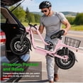 thumbnail image 3 of INSDRGN Electric Scooter for Adults, 1800W Peak Motor, 48V 16AH Battery, 20MPH, 42Miles, 14 " Commuter E Scooter with Seat &Carry Basket, UL2272, Pink, 3 of 10