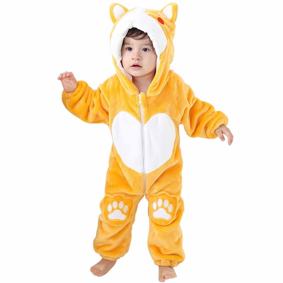 Dealovy Baby Clothes Winter Warm Newborn Infant Fleece Zipper Onesie Romper Unisex Toddler Boys Girls Cartoon Pajamas Outfits