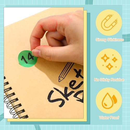Clabby 700 Pcs Consecutive Number Stickers 1-100 Round Colored Labels 1 Inch Self Adhesive Vinyl Number Decals for Office, Inventory, Storage, Bins(Green)