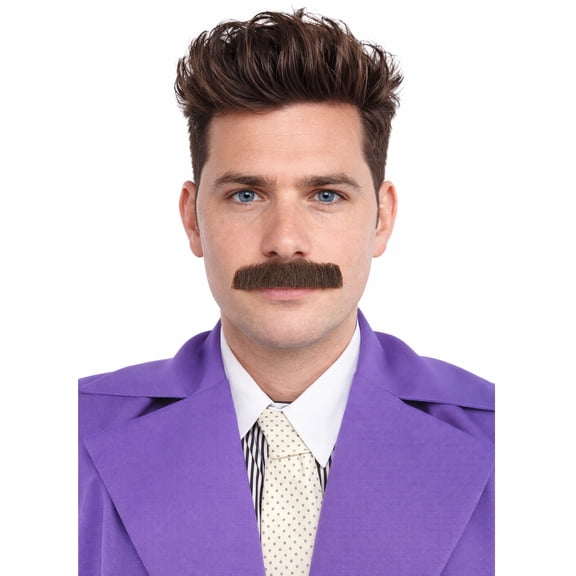 HPO Fake Fuzzy Mustache, Adult Men's Human Hair Costume Black Color, Halloween & Cosplay Party Facial Hair