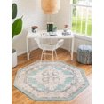 thumbnail image 3 of Unique Loom Parker Collection Area Rug - Merakli (5' Octagon Aqua/Beige), 3 of 12