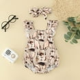 thumbnail image 2 of KAUOD New Born Baby Girls Easter Romper Toddler Bunny Print Bodysuits Ruffled Sleeveless 1 Piece Jumpsuit Headband Clothes, 2 of 8